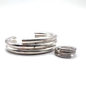 TRADEMARK™ Burch sisters art deco bangle bracelet silver‎ cuff & ring size 6